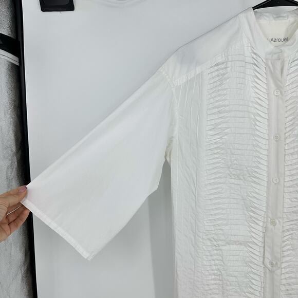 Yigal Azrouel Long Sleeve Button Up Top Womens 8 White Asian Style Minimalist - Picture 4 of 13